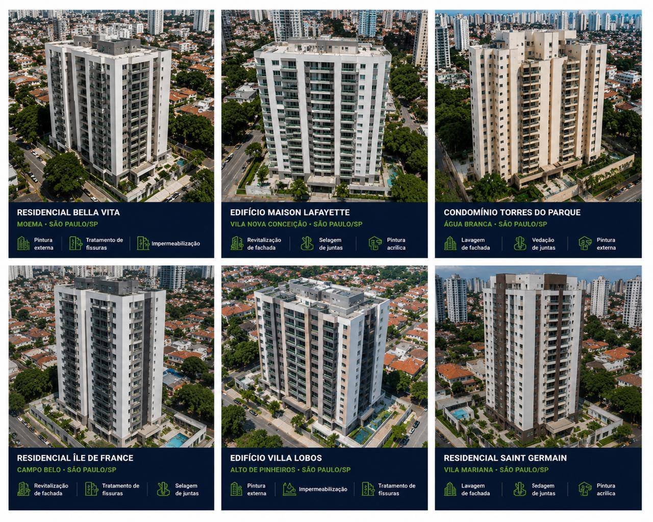Edifícios com fachadas recuperadas vistos de cima