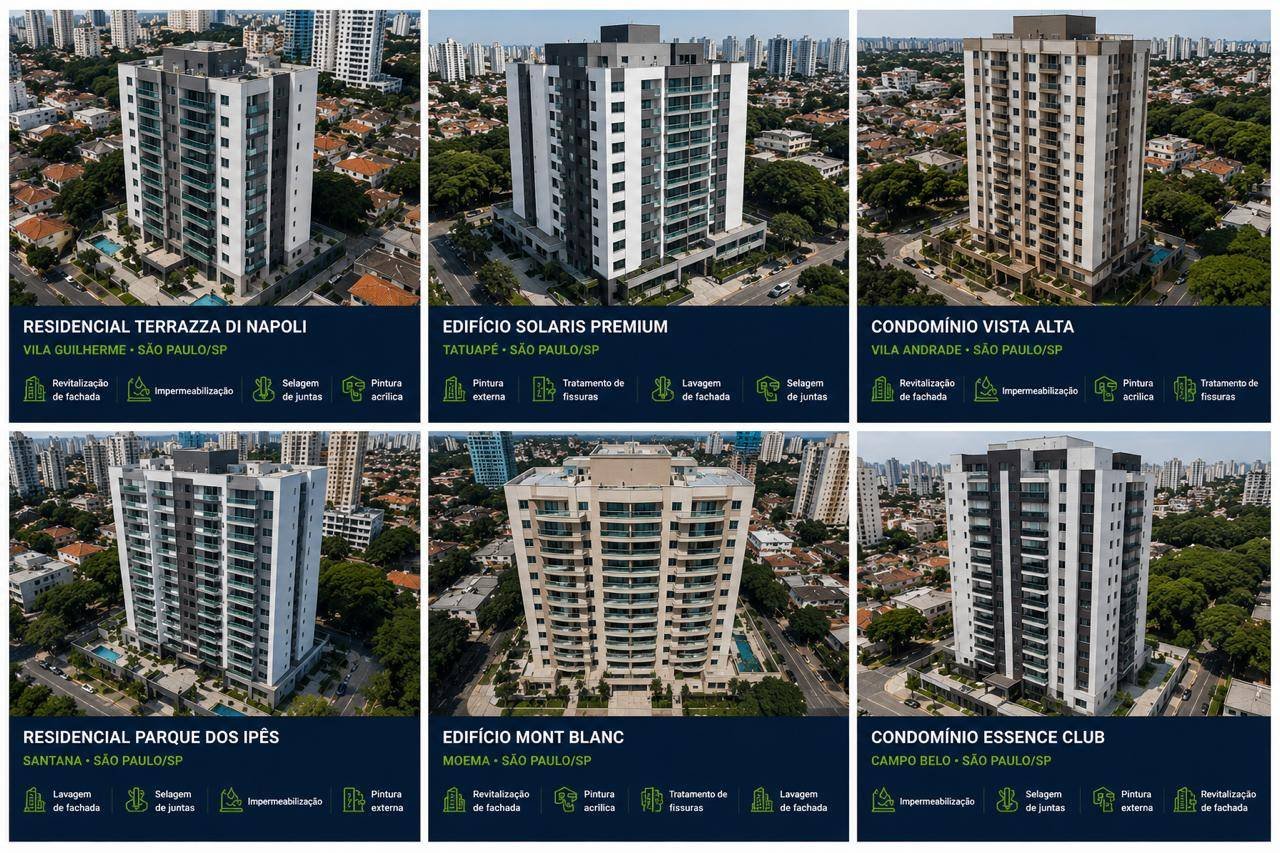 Fachadas externas antes e depois da revitalização