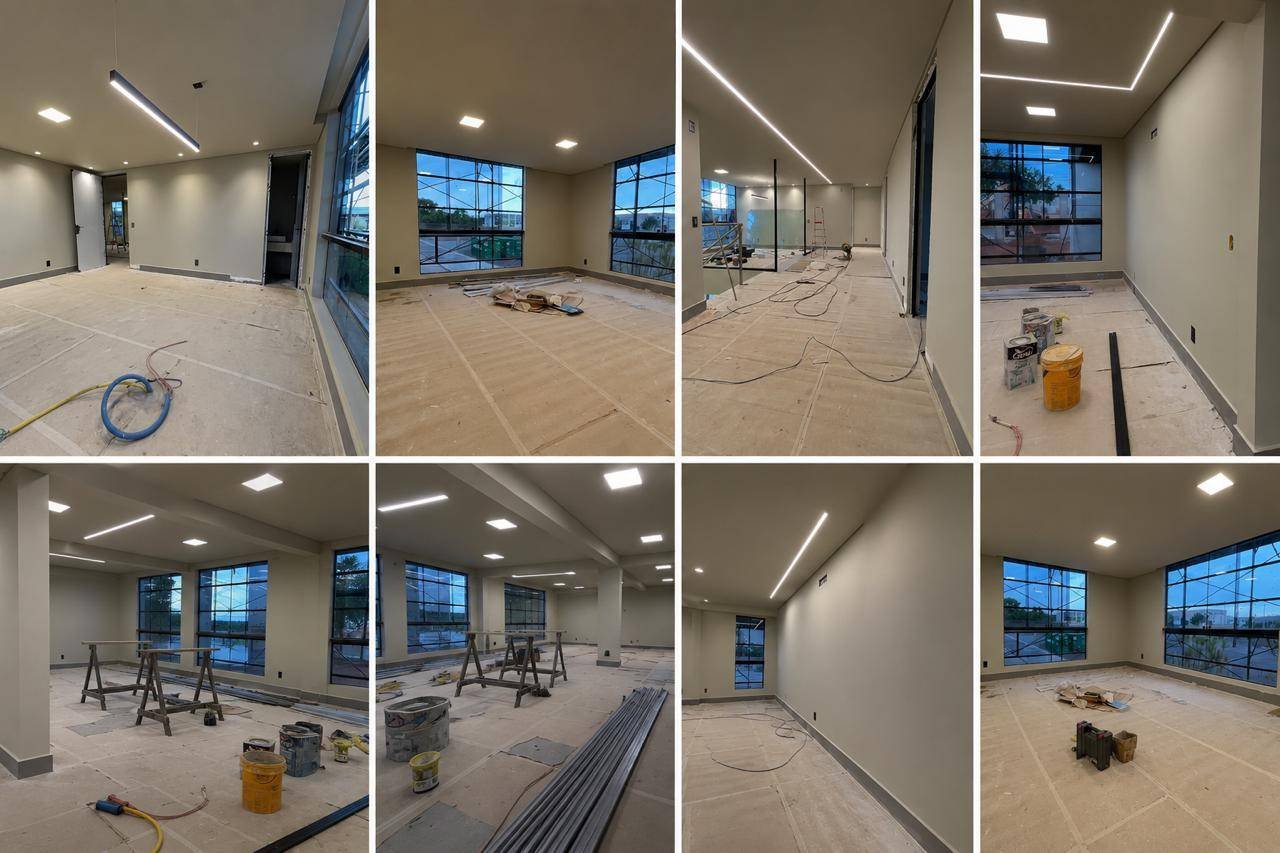 Reforma interna de sala em execução